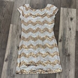 White House Black Market Gold and Silver Sequin Short Dress XS